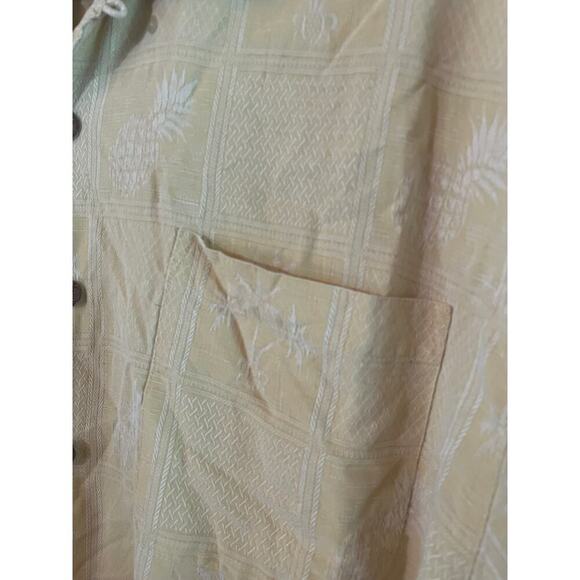 Jamaica Jaxx mens Button Down SILK shirt. Pineapple. palmtree. yellow.gold. XL - Picture 2 of 6